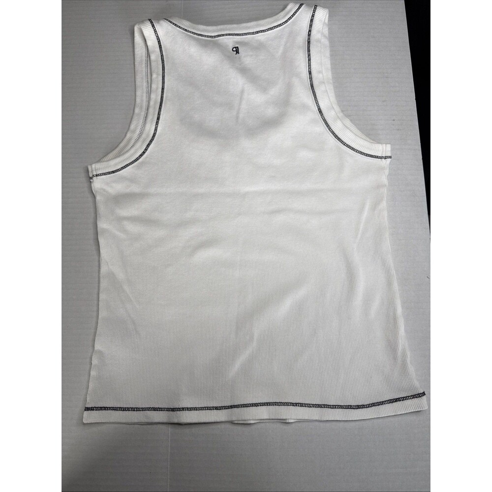 Anthropologie Pilcro Sustainable Ribbed Tank Top White M Clean Girl Minimalist - Picture 5 of 6